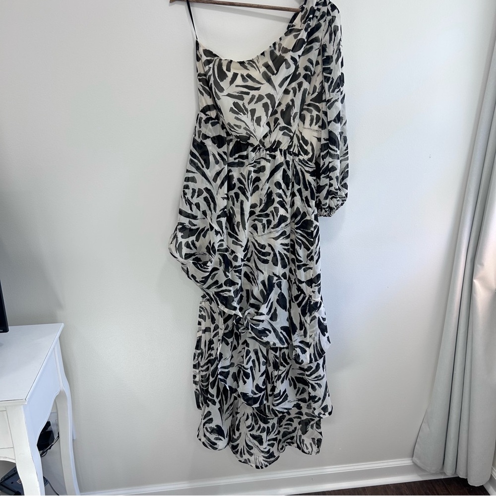 Alexis x Target Botanical One Shoulder Ruffle Maxi Dress Black Womens L - Picture 6 of 10